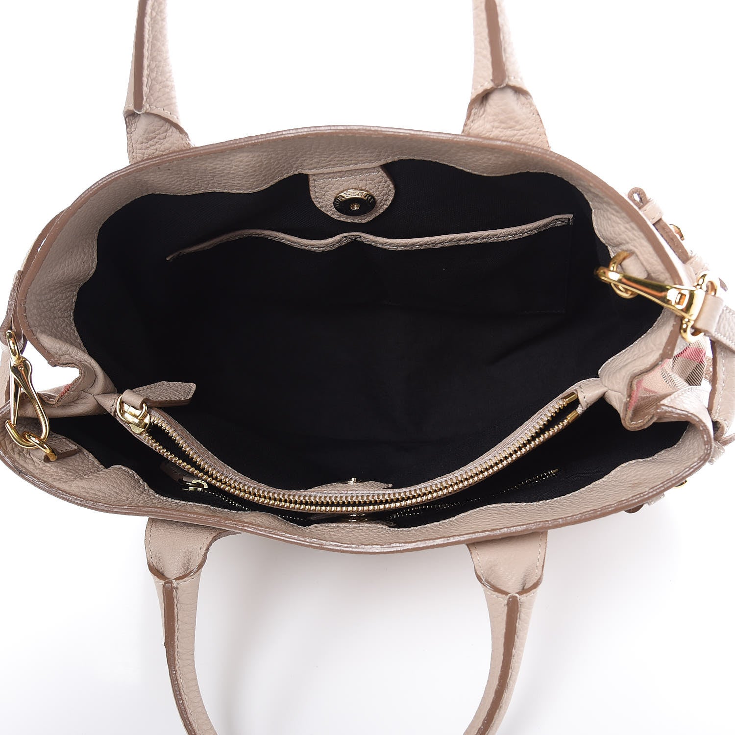 Burberry Derby Calfskin House Check Medium Banner Tote Beige 5 of 13