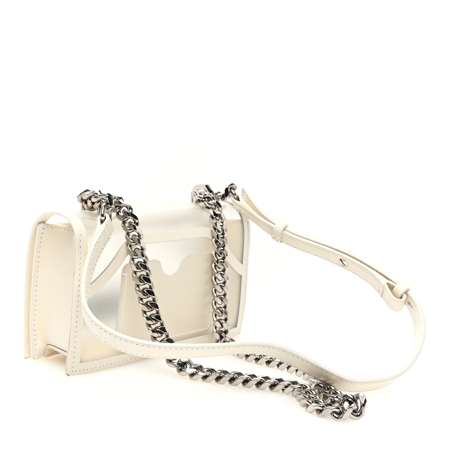 Alexander McQueen Calfskin Polyurethane Mini Jeweled Knuckle Satchel Clear White 3 of 9