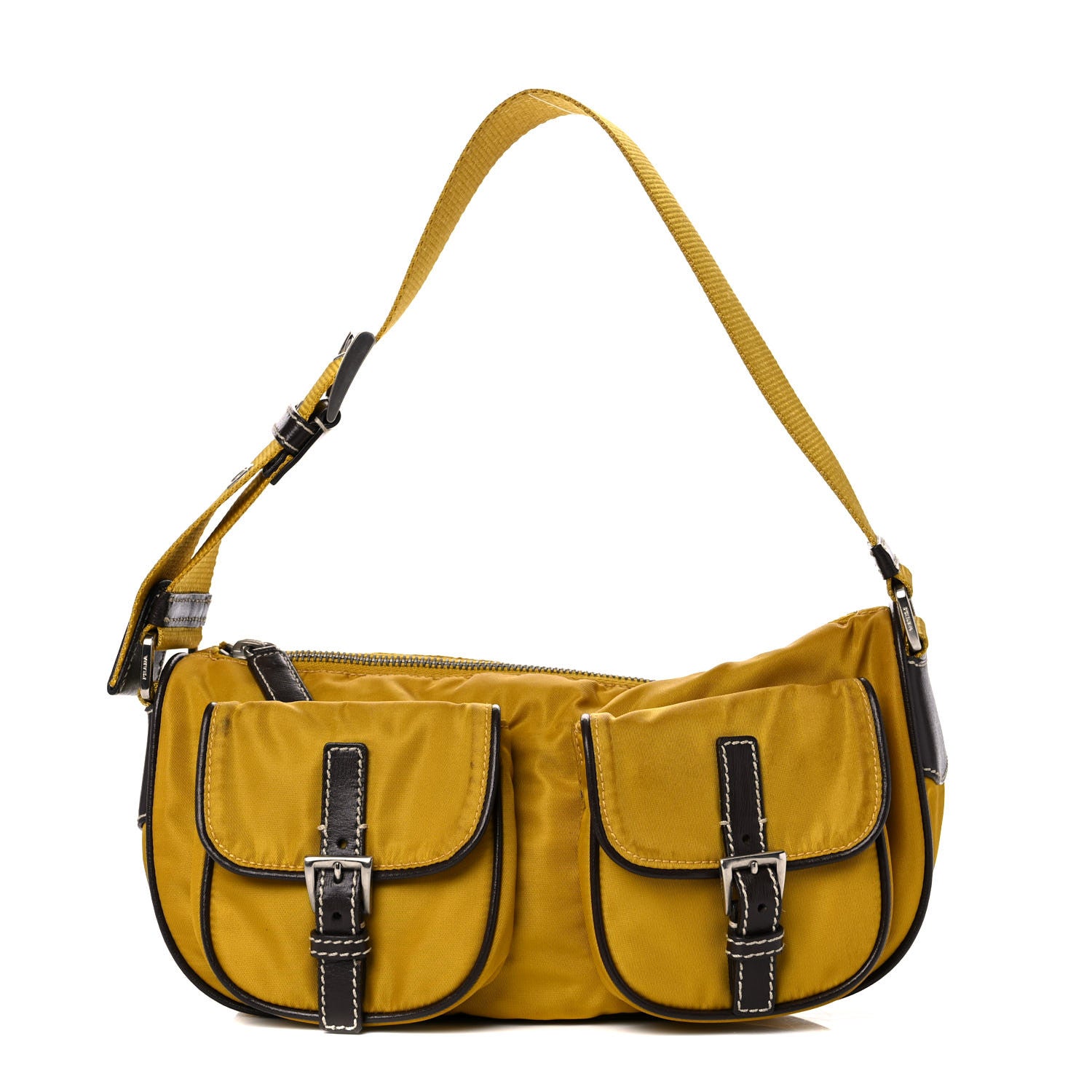 Prada Tessuto Nylon Pocket Shoulder Bag Senape Moro 1 of 17