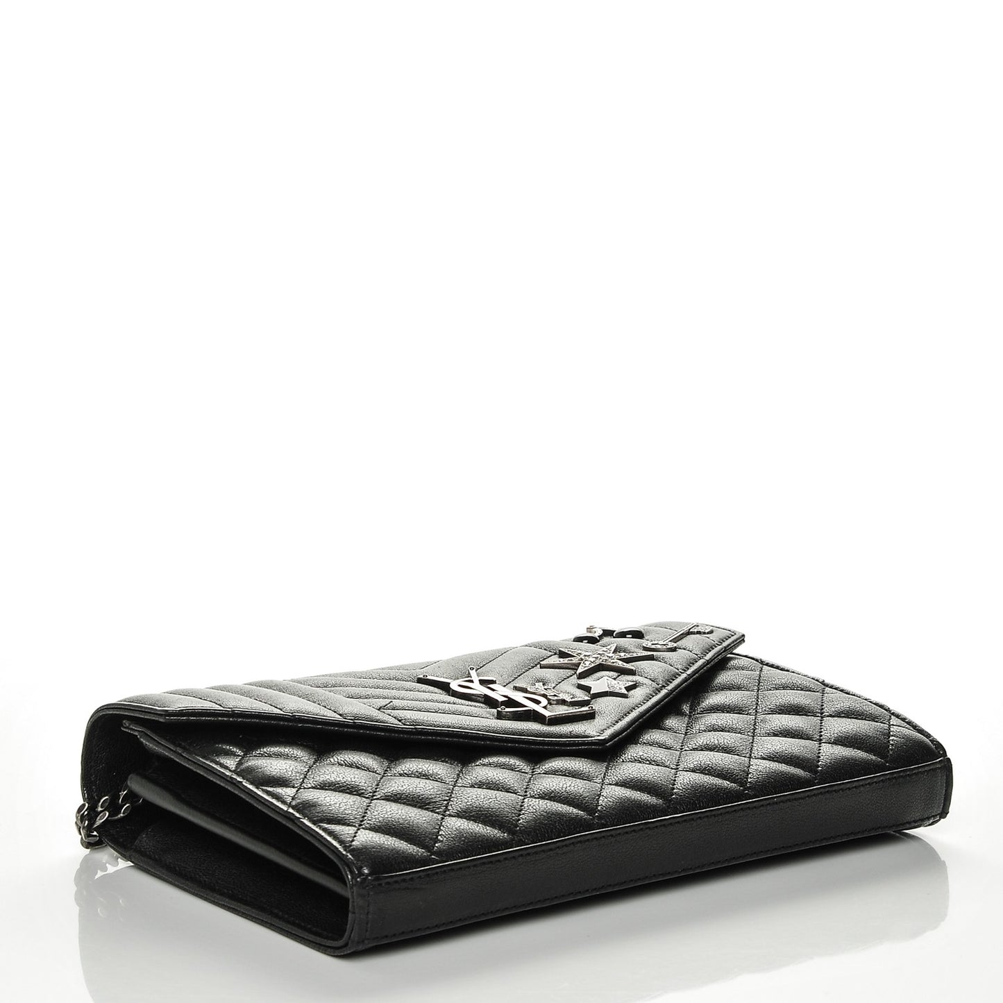 Lambskin Mixed Matelasse Monogram Charms Chain Wallet Black