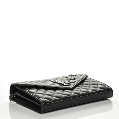 Saint Laurent Lambskin Mixed Matelasse Monogram Charms Chain Wallet Black 4 of 7