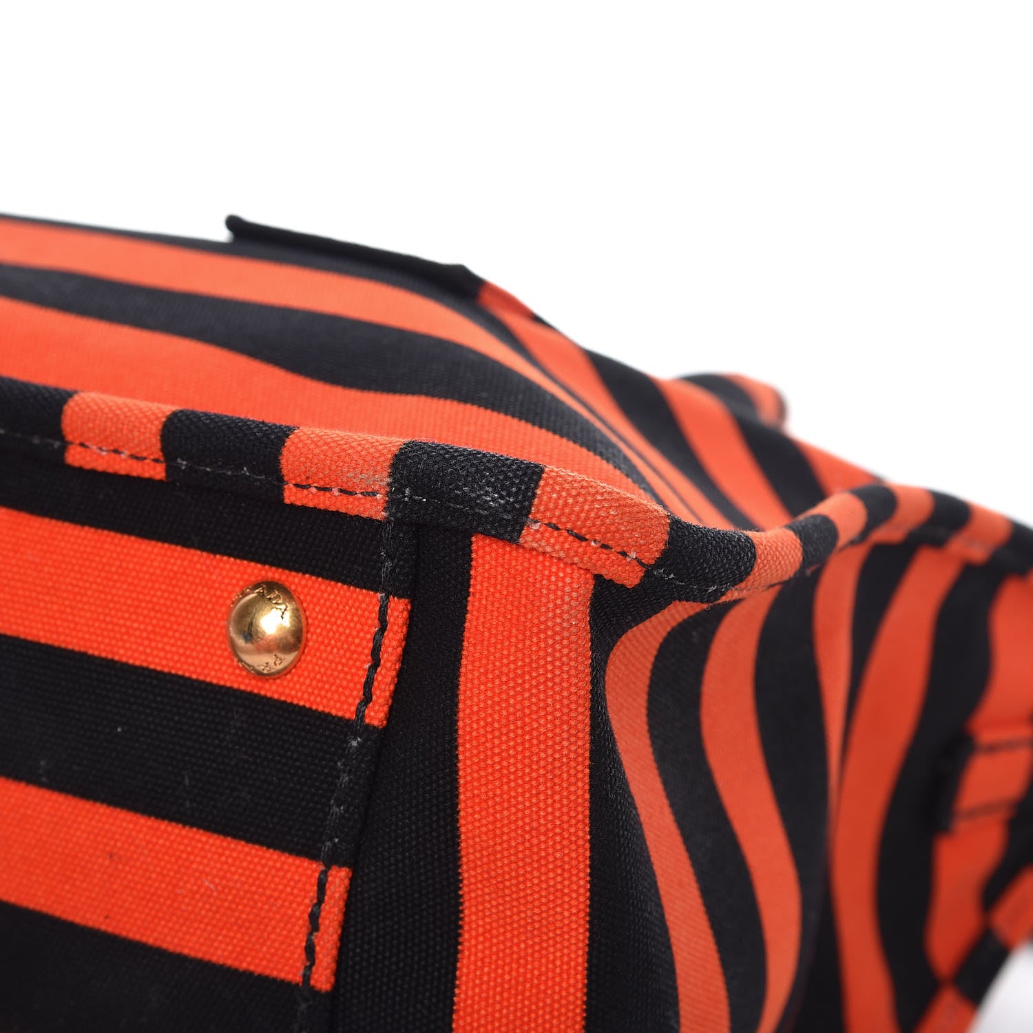 Prada Canapa Striped Tote Arancio 16 of 19