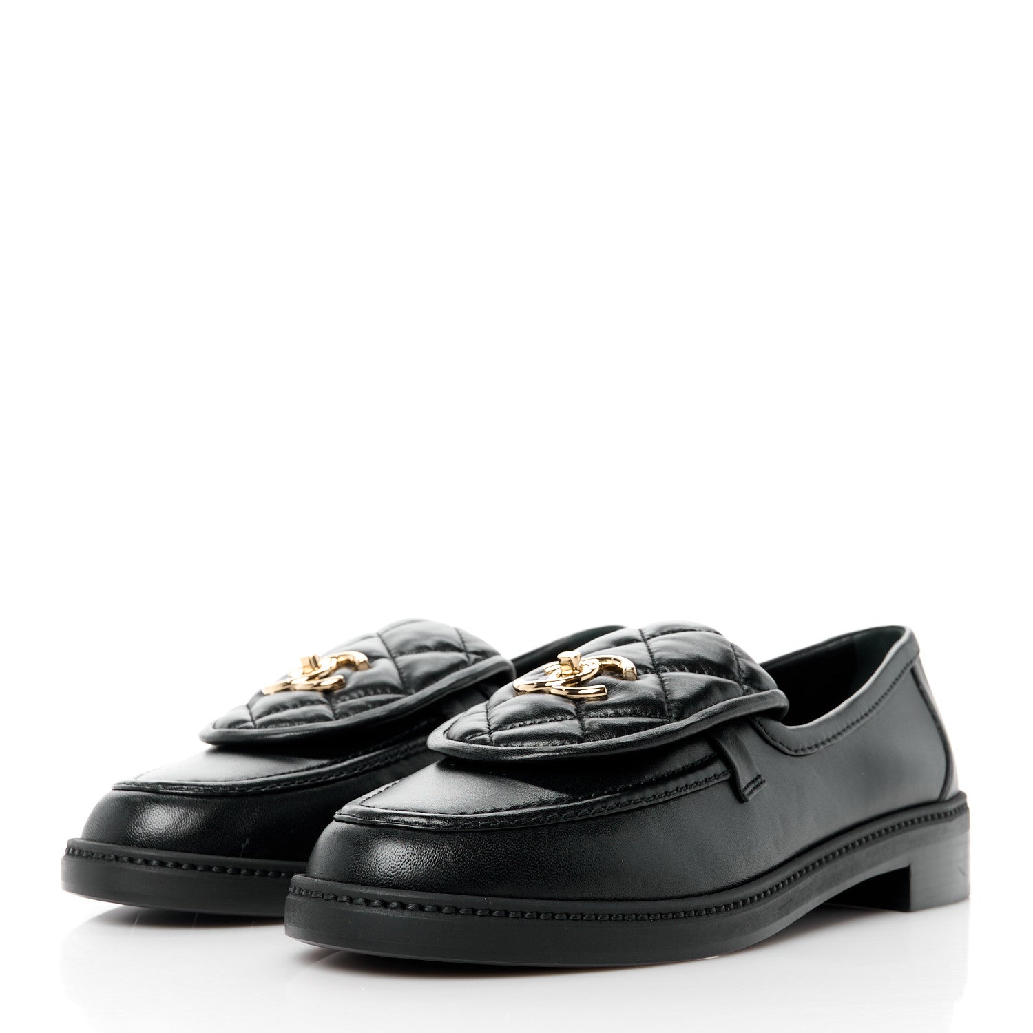 Chanel Lambskin Quilted CC Turnlock Loafers 41 Black 3 of 10
