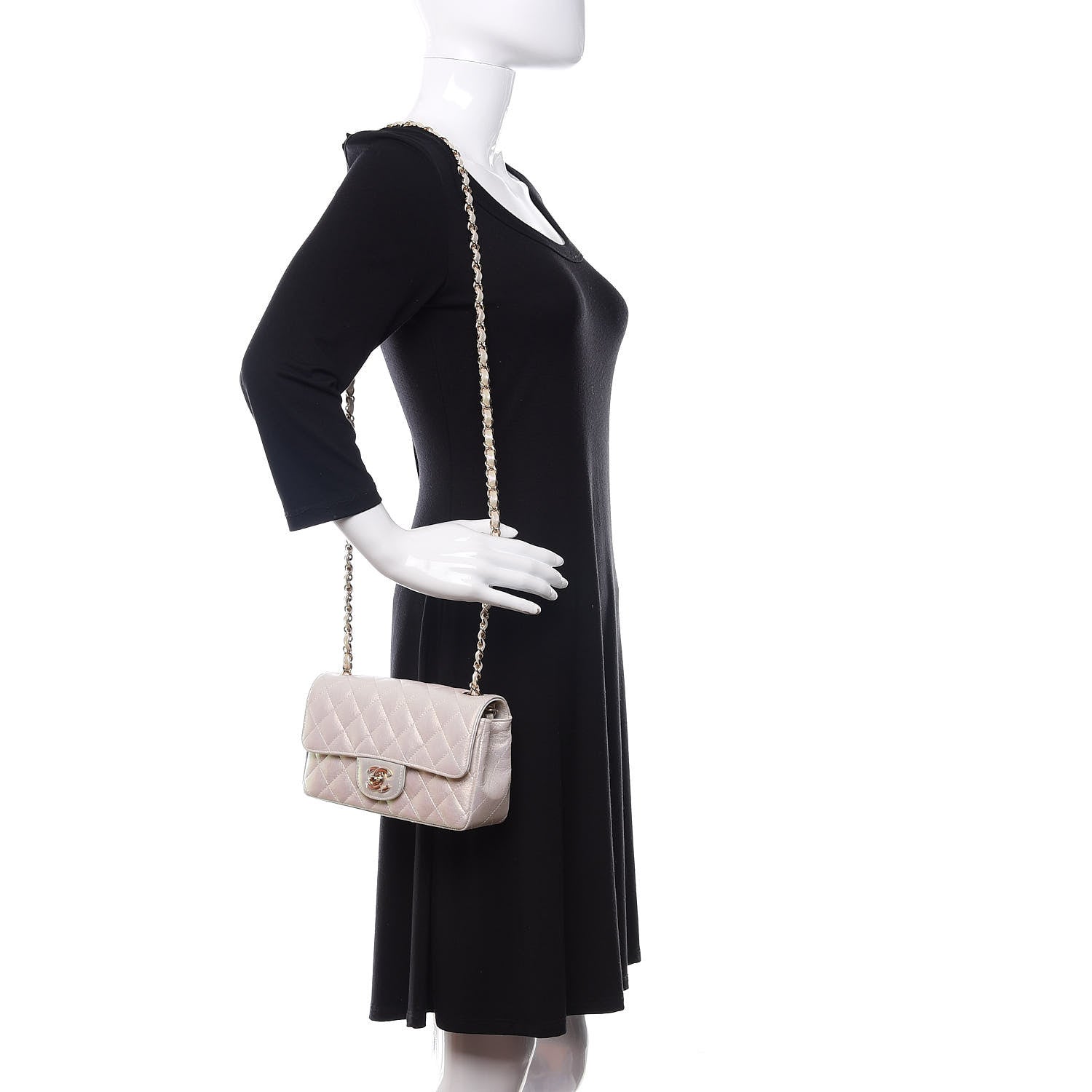 Chanel Iridescent Lambskin Quilted Mini Rectangular Flap Ivory 2 of 11