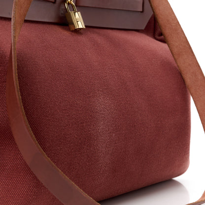 Hermes Toile Calfskin Herbag 39 GM Rouge H 18 of 20