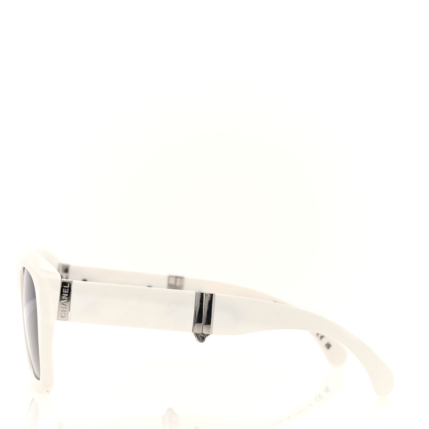 Chanel Acetate Metal Crystal Square Folding Sunglasses 6055-B White 4 of 7