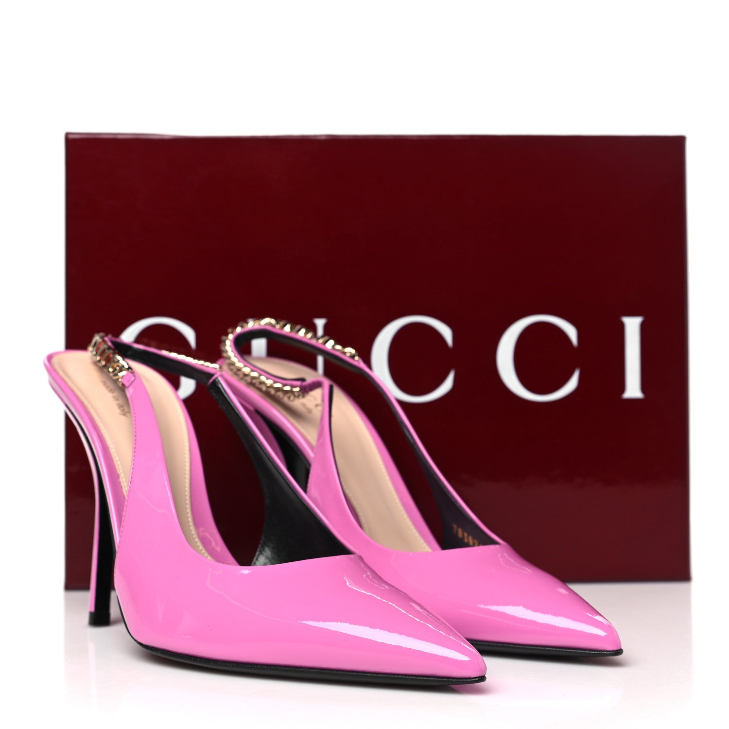 Gucci Vernice Crystal Nappa Charlotte Signoria 105 Slingback Pumps 39.5 Libre Pink 9 of 9
