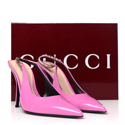 Gucci Vernice Crystal Nappa Charlotte Signoria 105 Slingback Pumps 39.5 Libre Pink 9 of 9