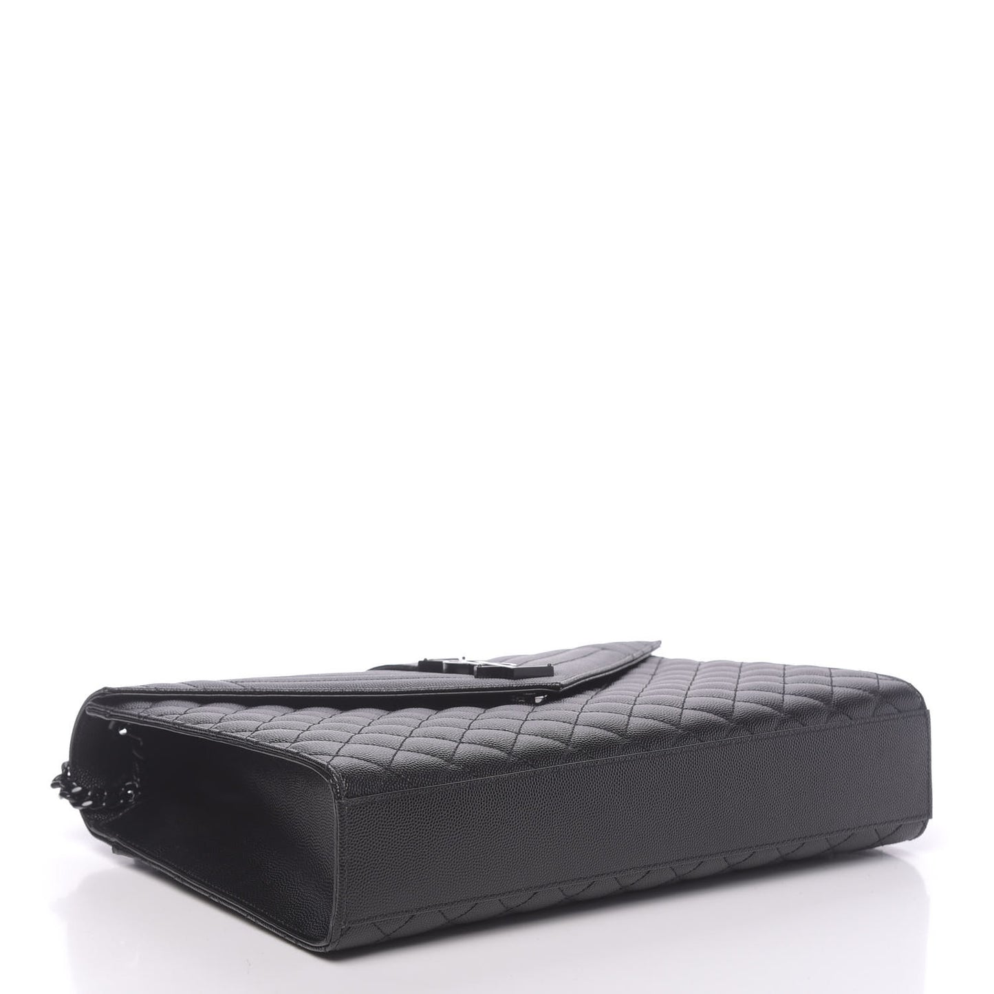 Grain De Poudre Textured Mixed Matelasse Large Triquilt Monogram Monochrome Satchel Black