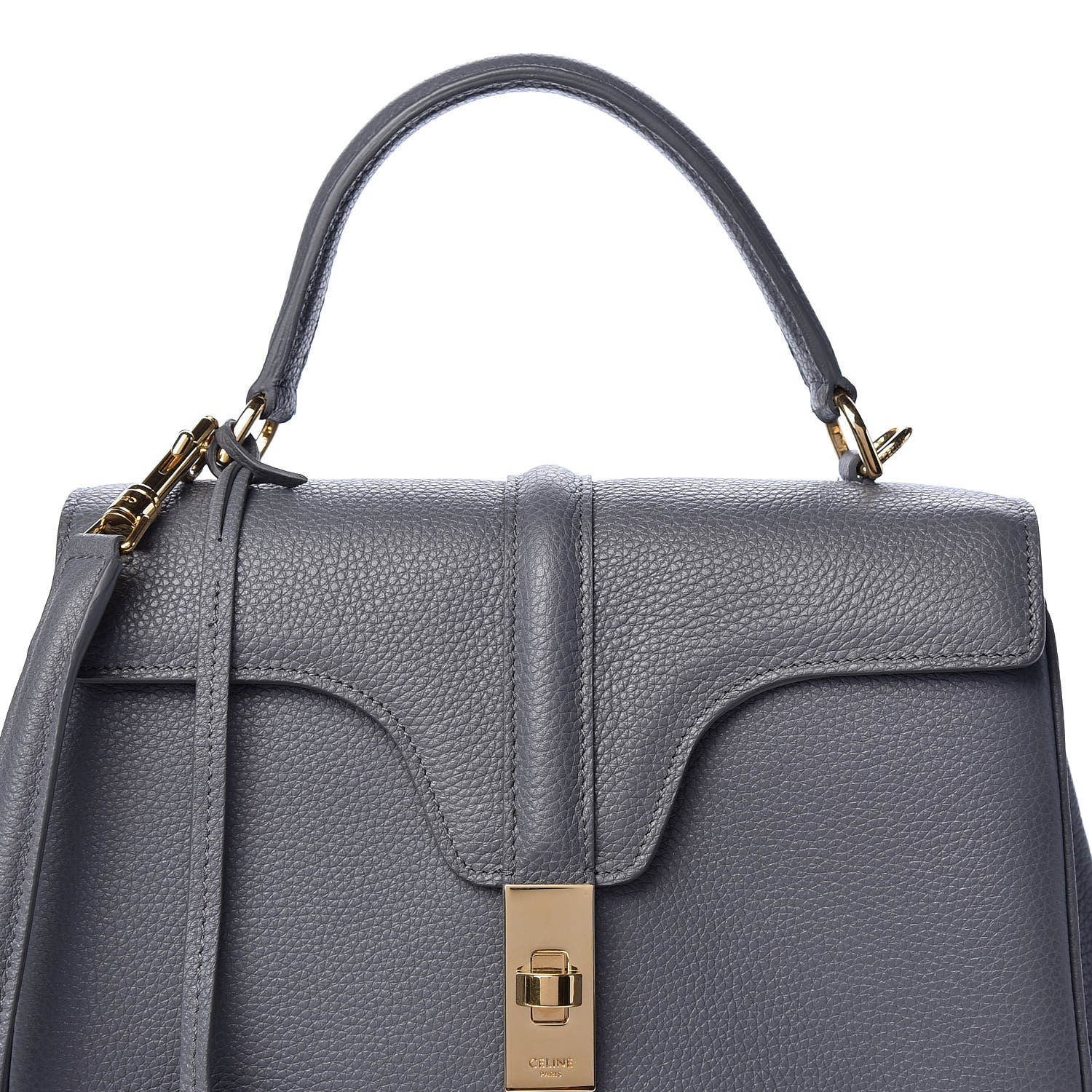 Celine Grained Calfskin Small 16 Top Handle Bag Medium Grey 9 of 9