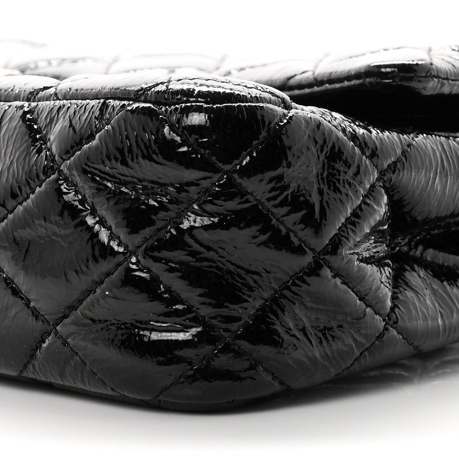 Chanel Crumpled Patent Quilted Medium Double Flap Black 10 of 11