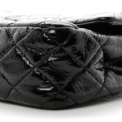 Chanel Crumpled Patent Quilted Medium Double Flap Black 10 of 11