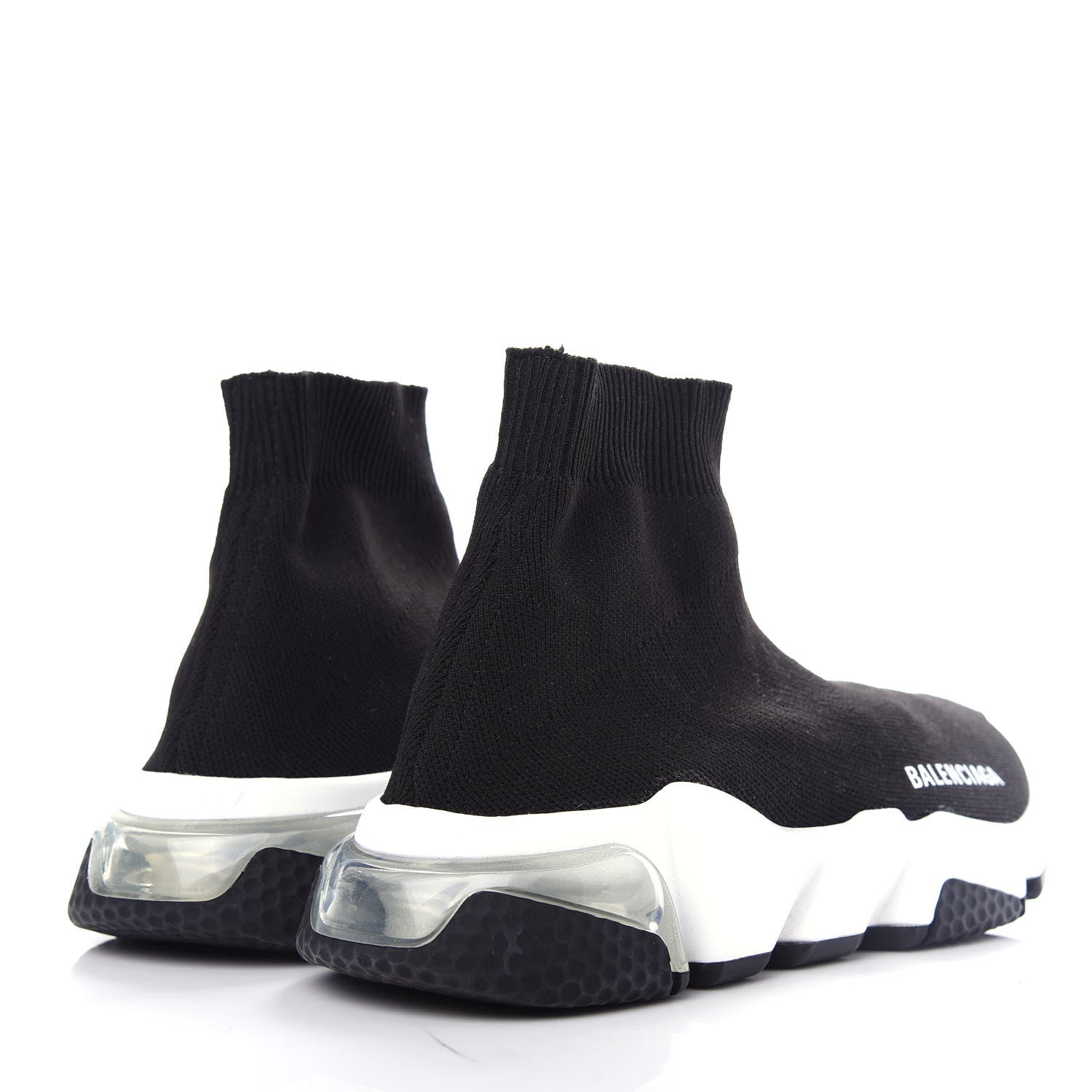 Balenciaga Neoprene Knit Womens Speed Clear Sole Sneakers 36 Black White 4 of 11