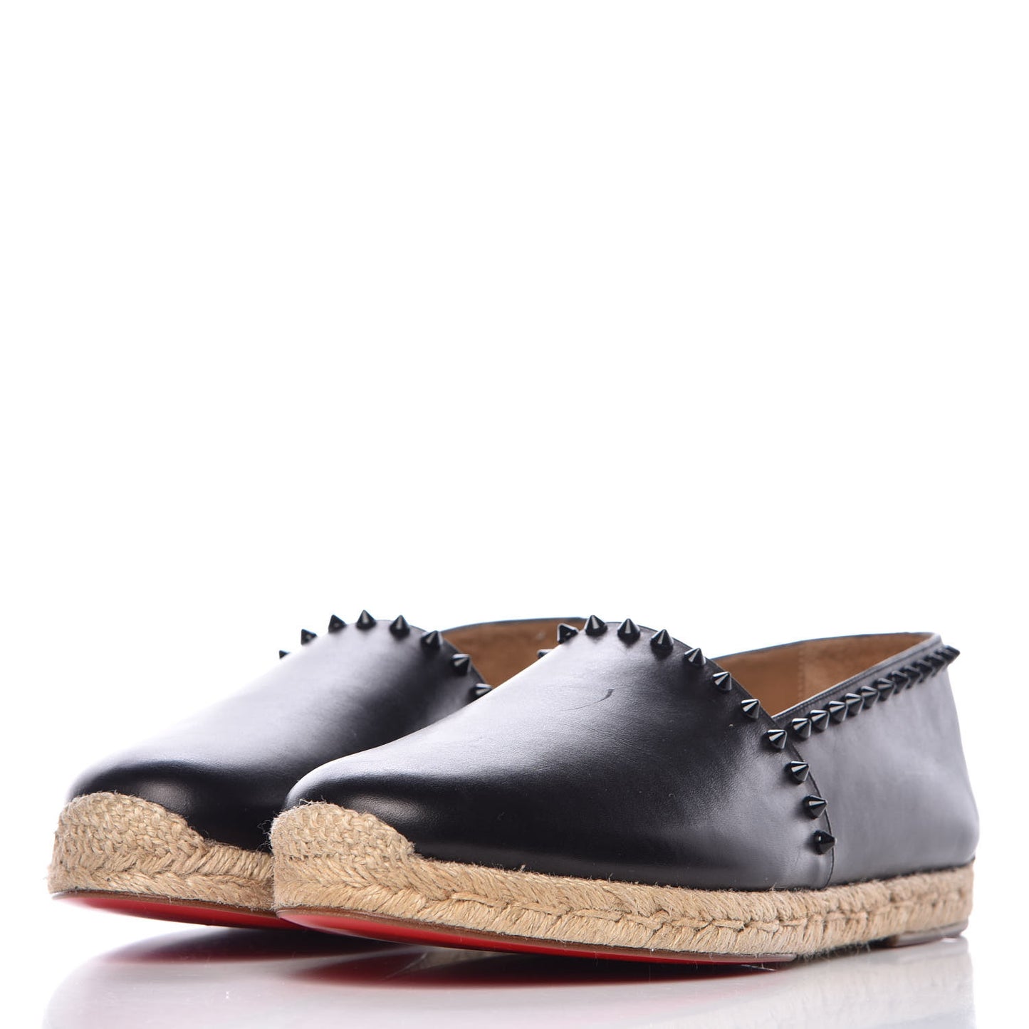 CHRISTIAN LOUBOUTIN Calfskin Ares Flat Espadrilles 42 Black
