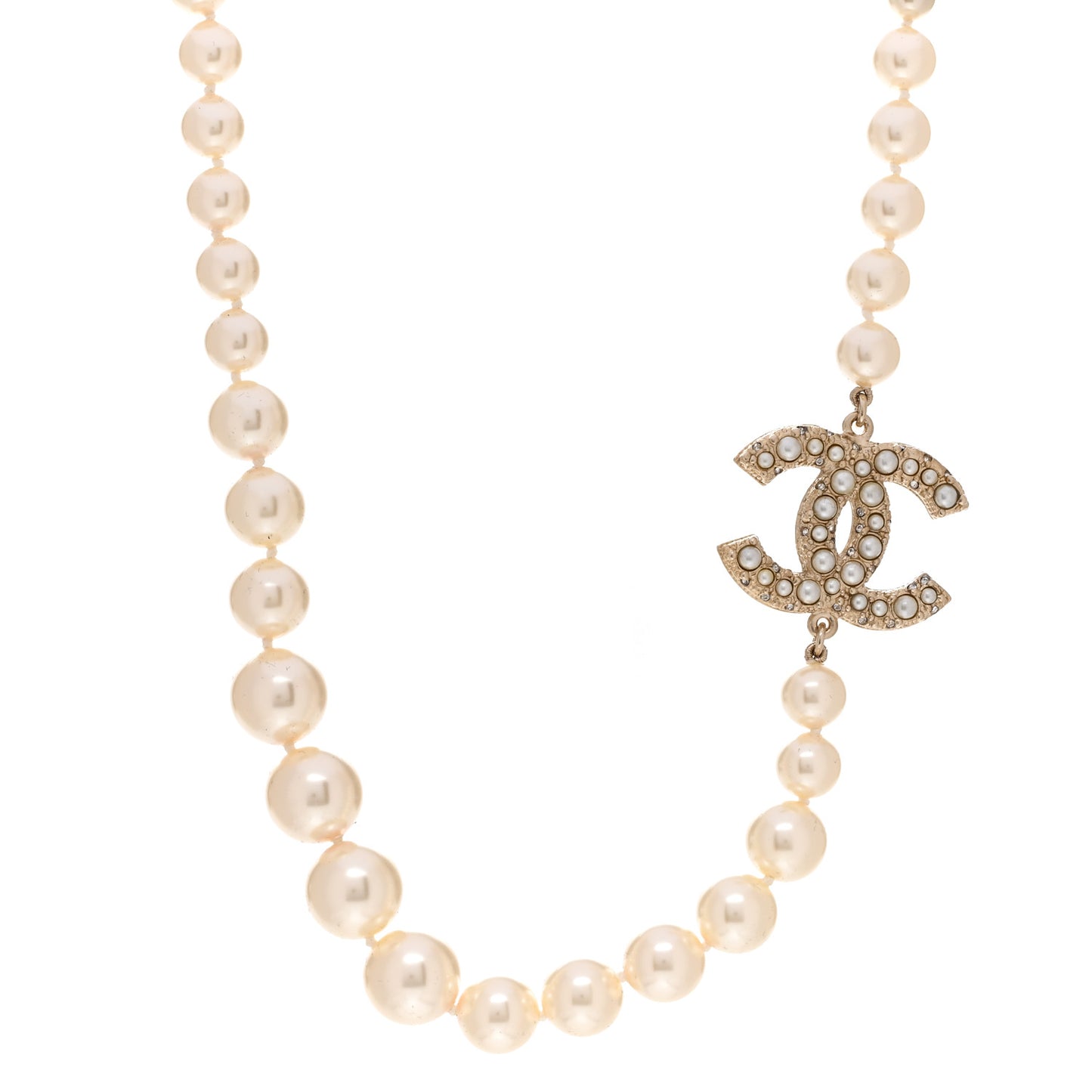 Pearl CC 100th Anniversary Necklace Light Gold