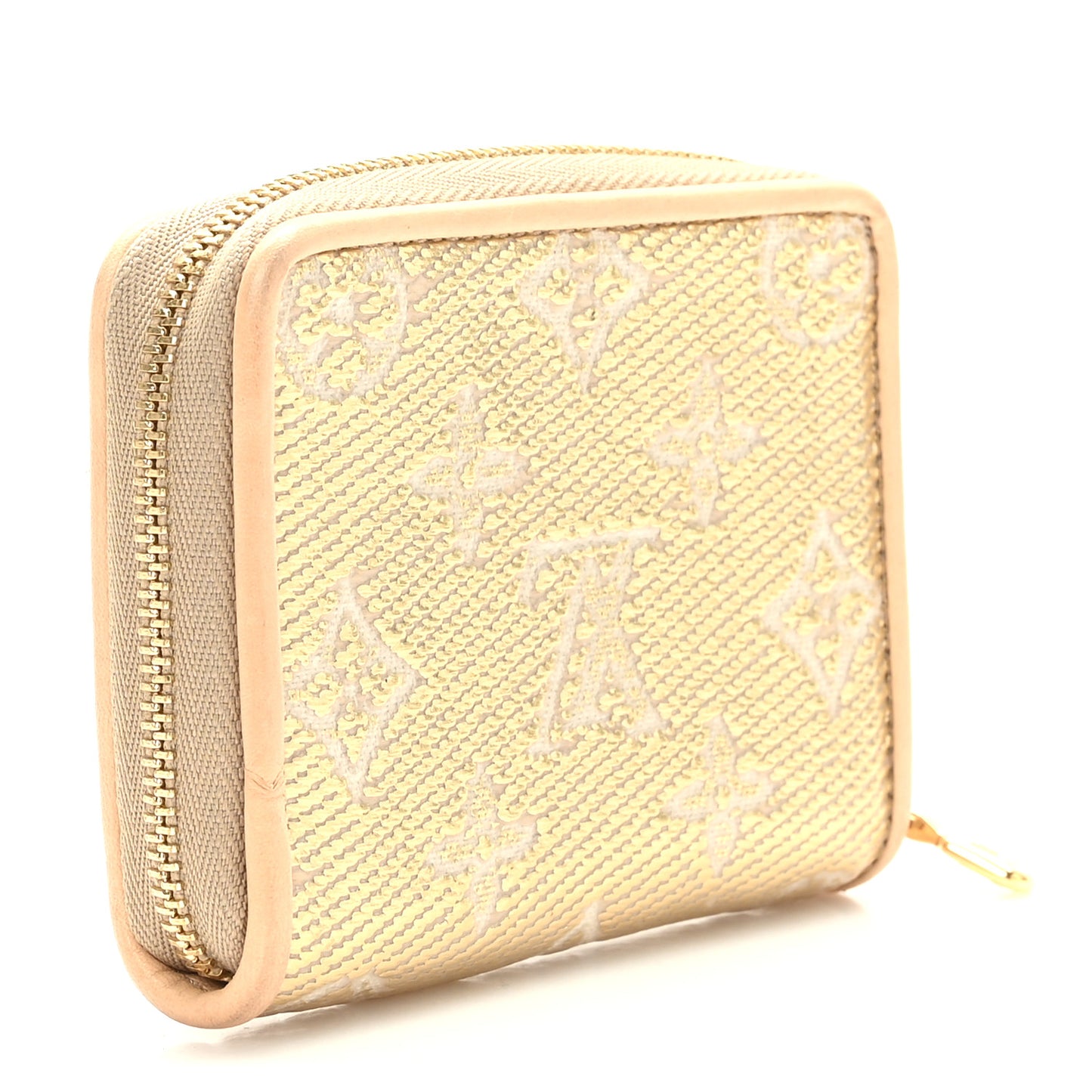 Hollographic Monoglam Zippy Coin Purse Wallet Beige