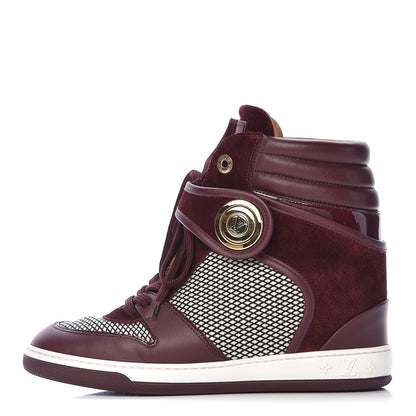 Louis Vuitton Calfskin Suede Postmark Wedge Sneakers 37.5 Bordeaux 1 of 14