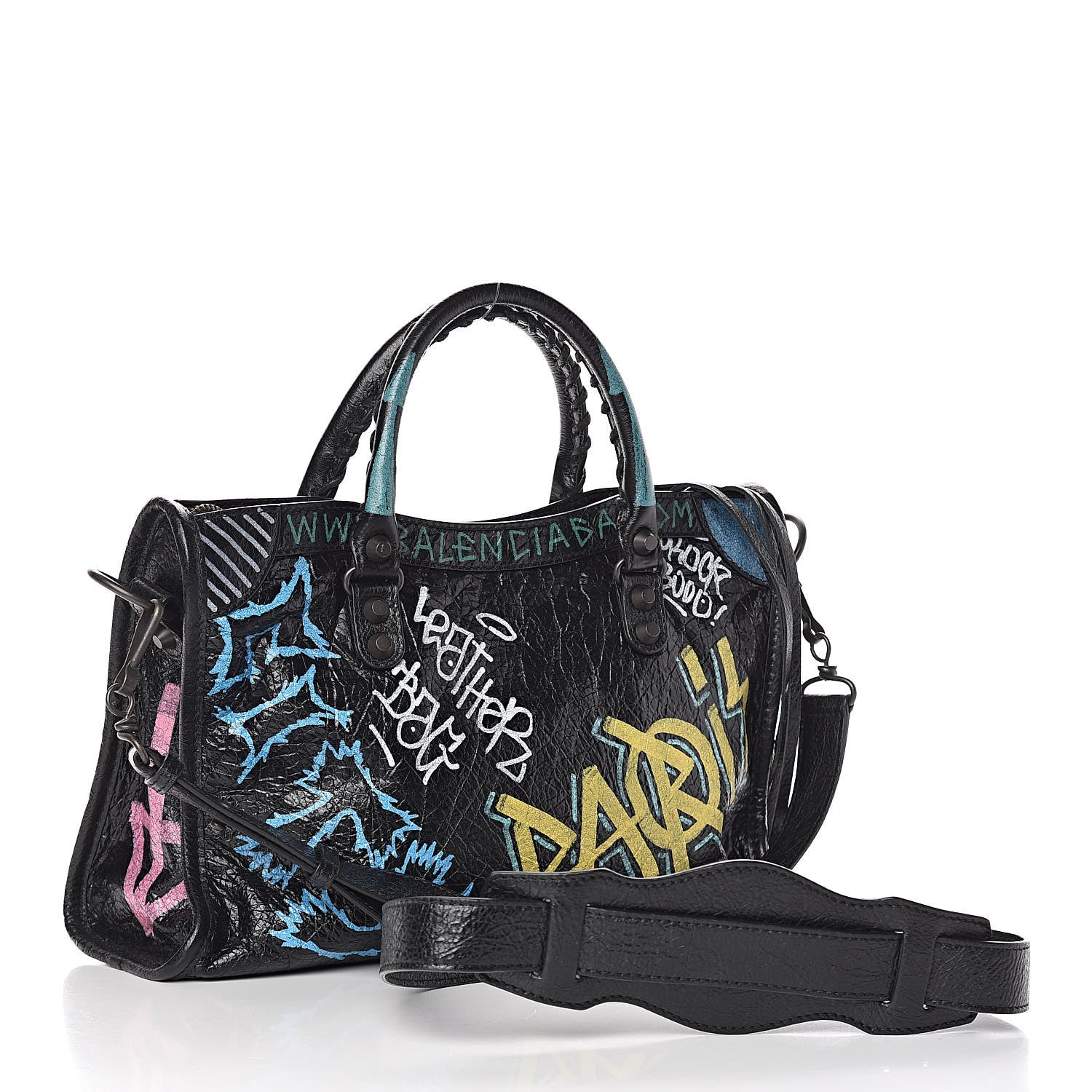 Balenciaga Agneau Graffiti All Over Classic Hardware S City Black Multicolor 3 of 10