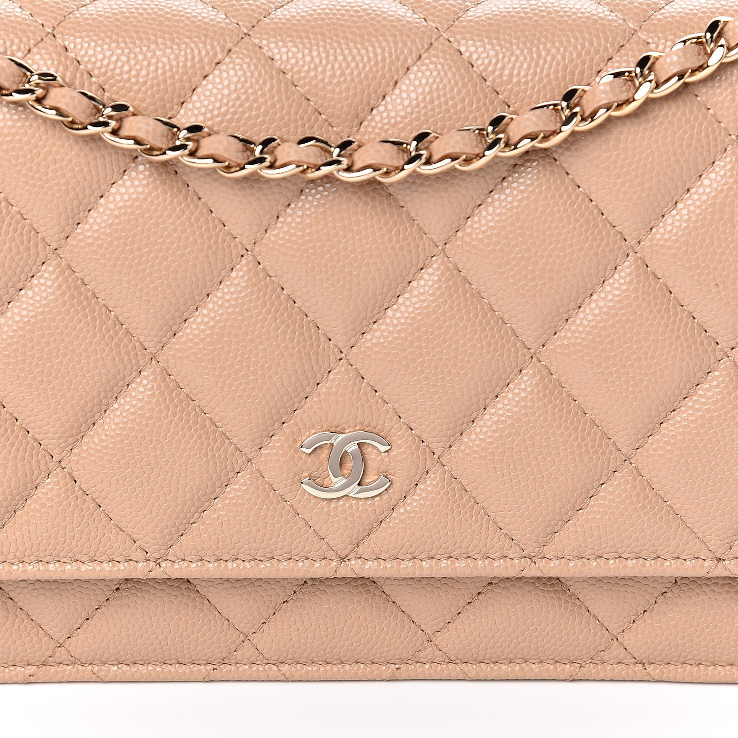 Chanel Caviar Quilted Wallet On Chain WOC Beige 11 of 12