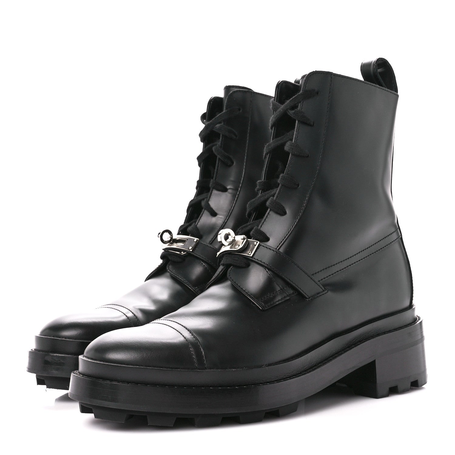 Hermes Glossed Calfskin Funk Ankle Boots 38.5 Black 3 of 9