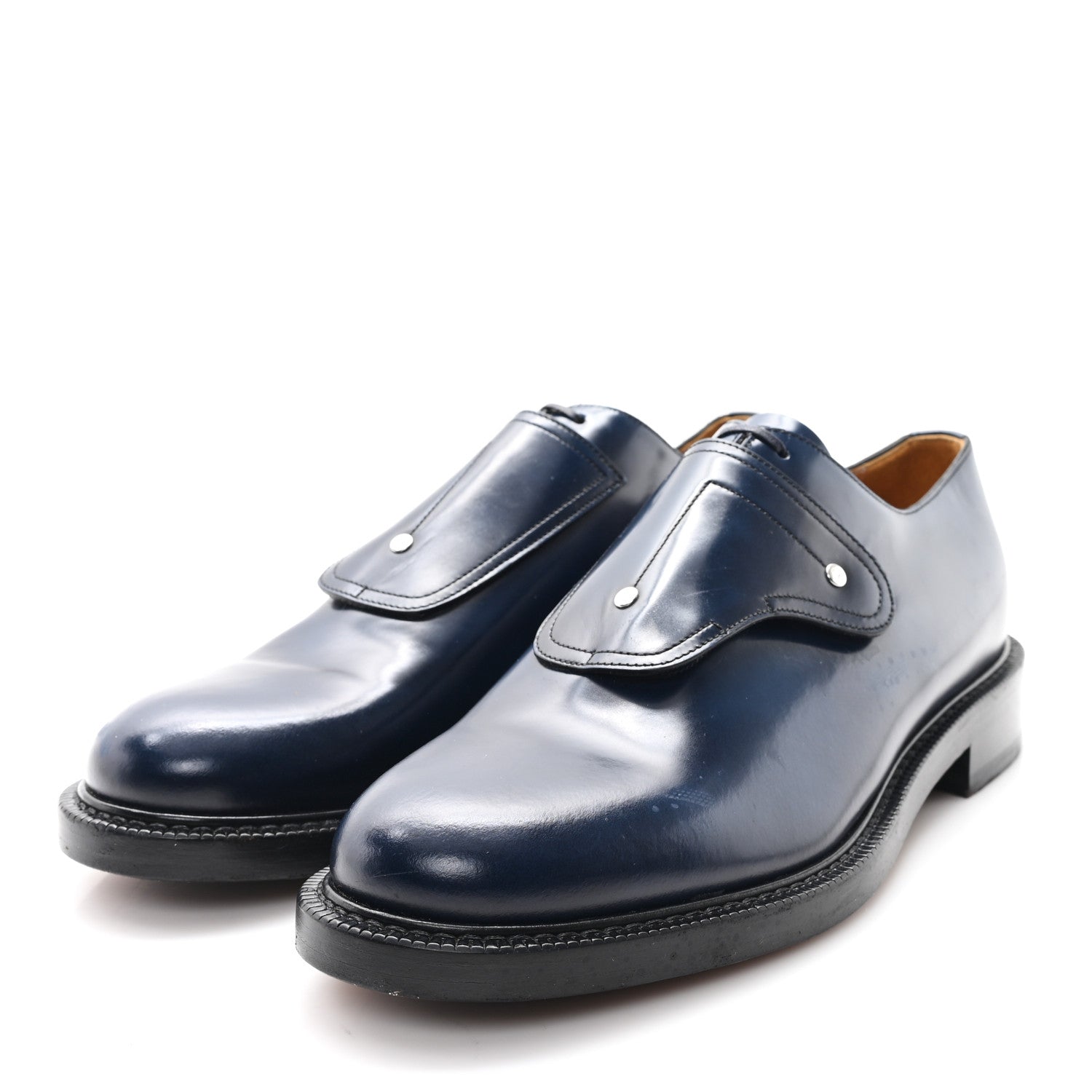 Christian Dior Calfskin Saddle Mens Lace Up Oxford Loafers 42 Navy Blue 4 of 8