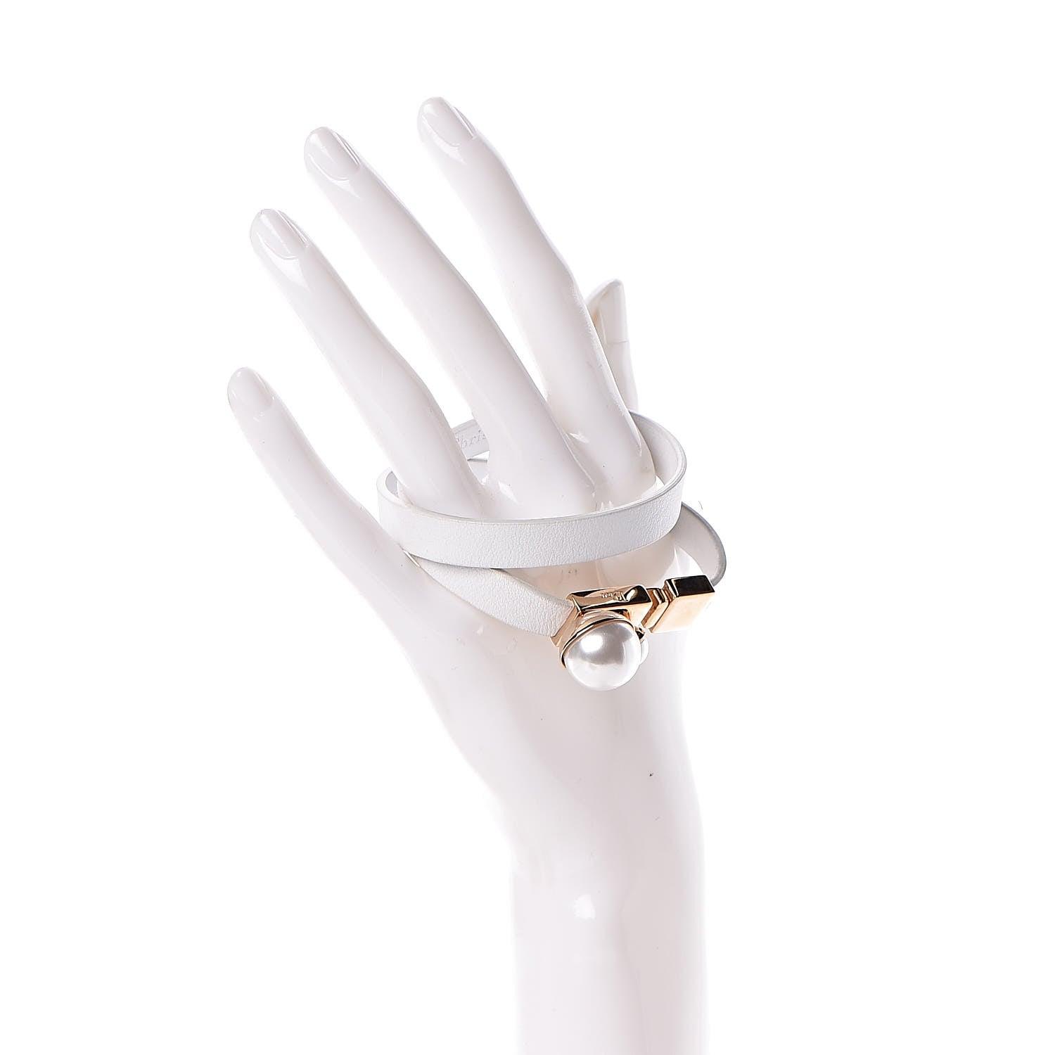 Christian Dior Calfskin Pearl Double Bracelet M White 2 of 5