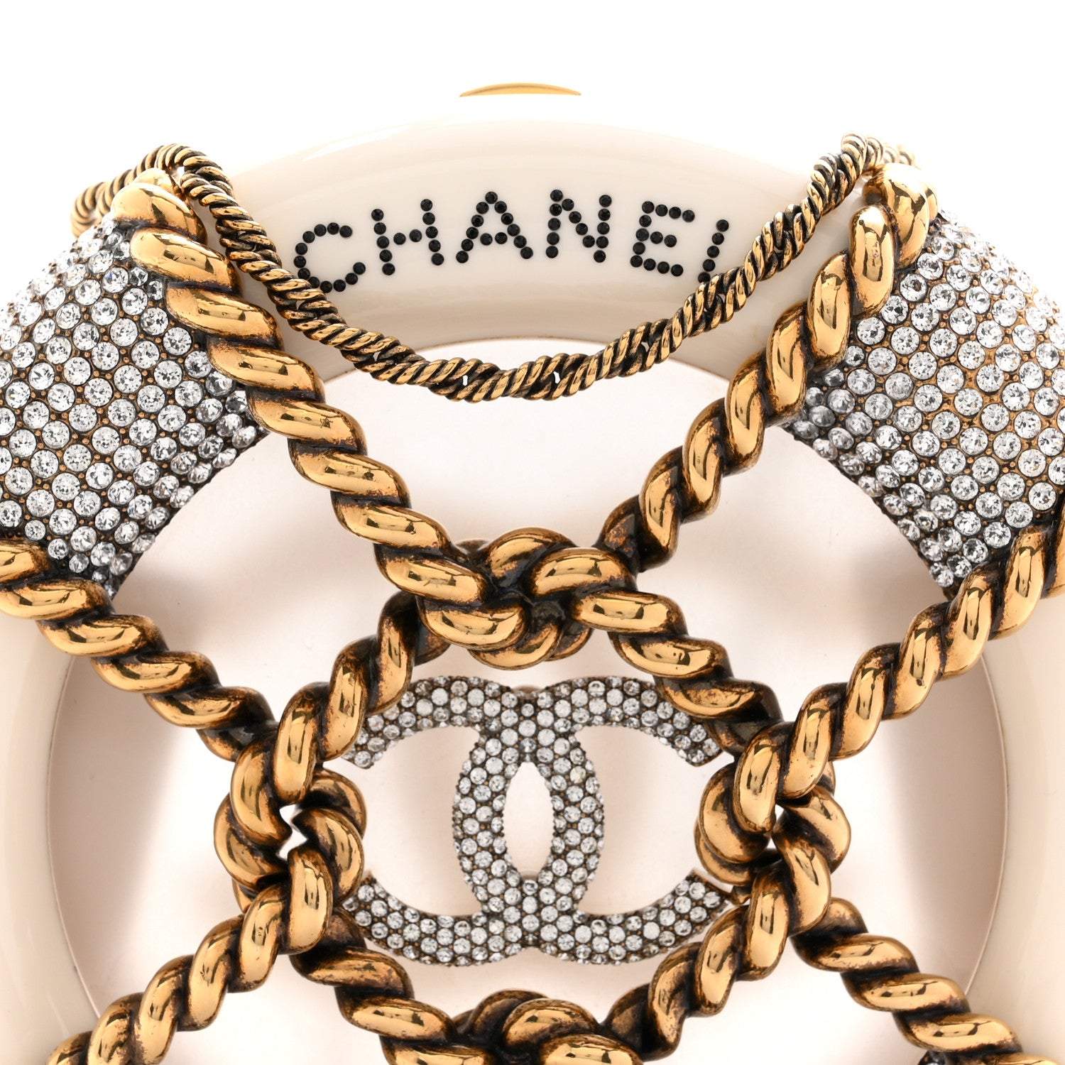 Chanel Resin Crystal Rescue Wheel Minaudière White 1873147