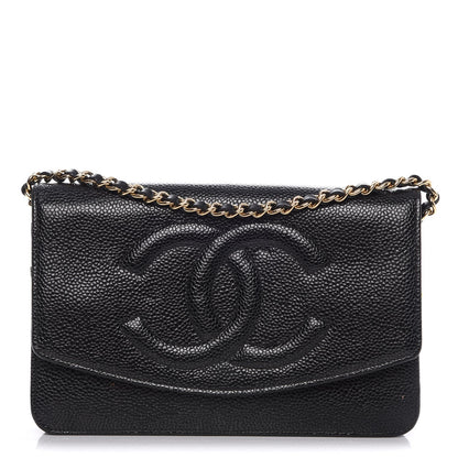 Chanel Caviar Timeless CC Wallet On Chain WOC Black 1 of 12