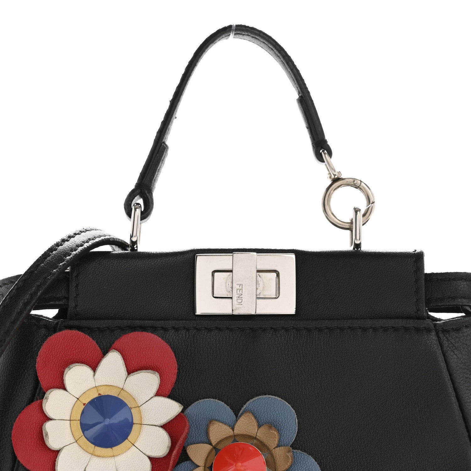 Fendi Nappa Flowerland Micro Peekaboo Iconic Satchel Black Multicolor 8 of 16