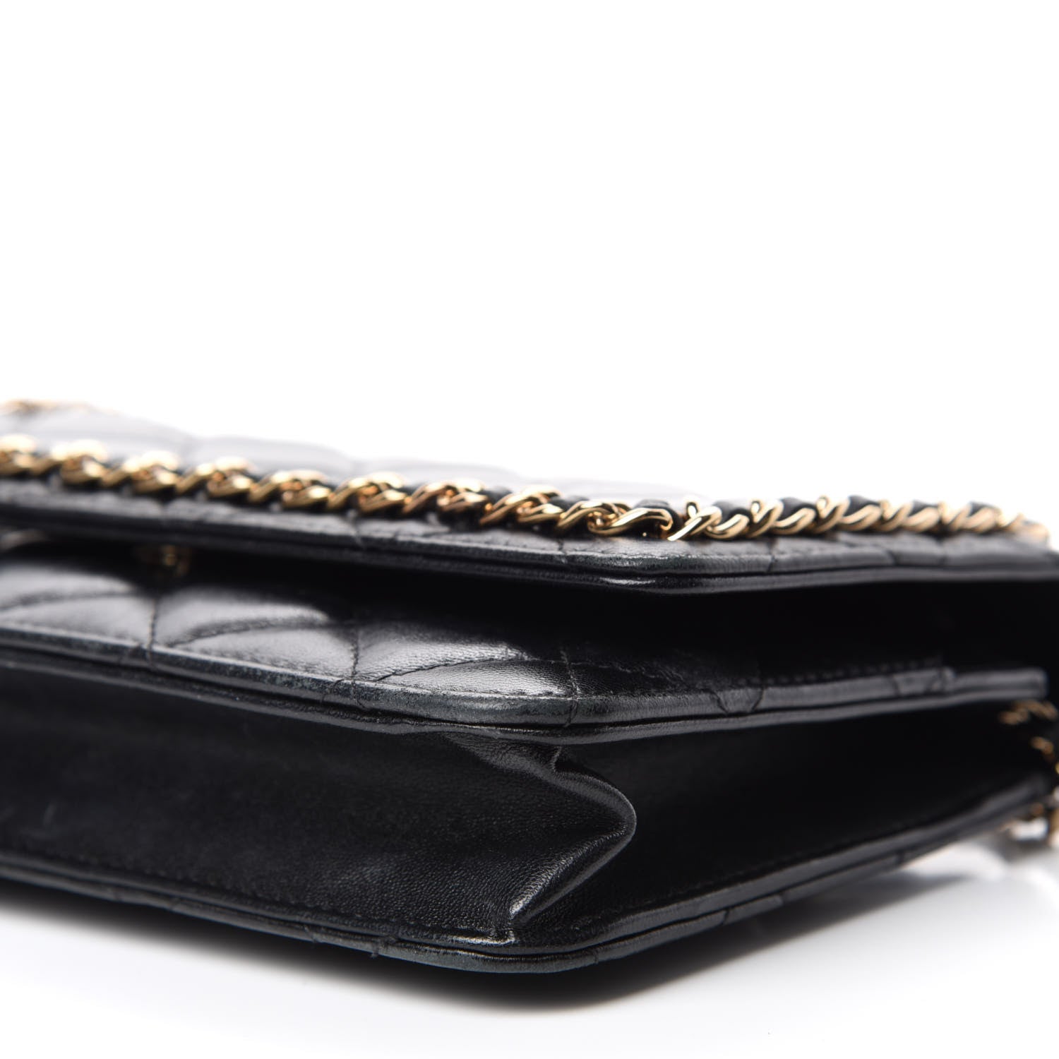 Chanel Lambskin Quilted Chain Around Wallet On Chain WOC Black 7 of 19