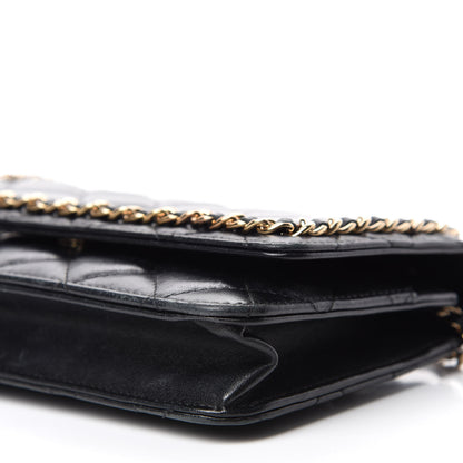 Chanel Lambskin Quilted Chain Around Wallet On Chain WOC Black 7 of 19
