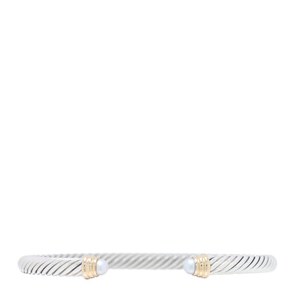 David Yurman Sterling Silver 14K Yellow Gold Pearl 5mm Cable Classics Petite Color Bracelet 1 of 3