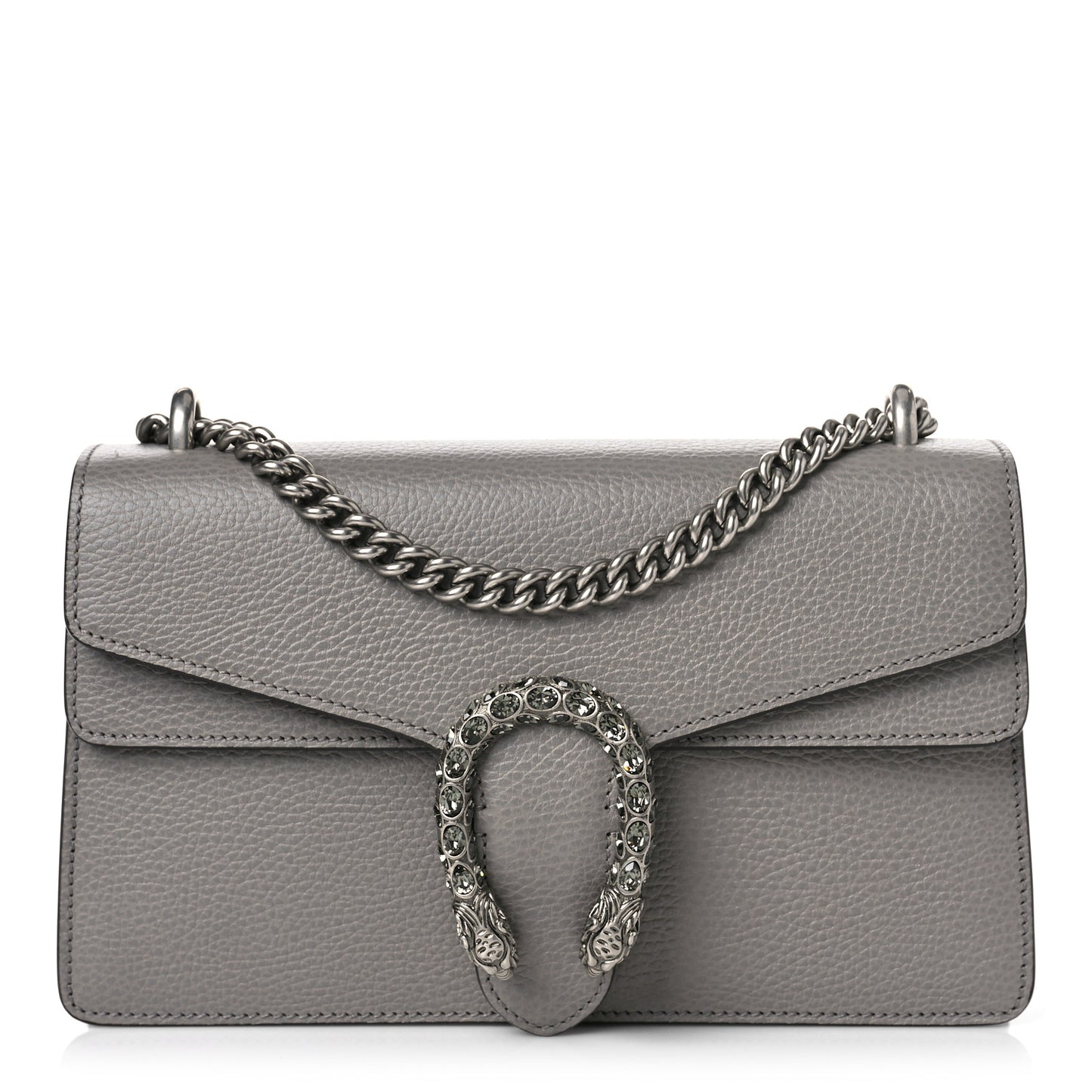 Pebbled Calfskin Small Dionysus Shoulder Bag Dusty Grey