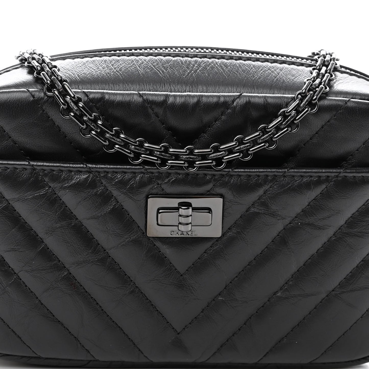 Aged Calfskin Chevron Mini Reissue Camera Case So Black