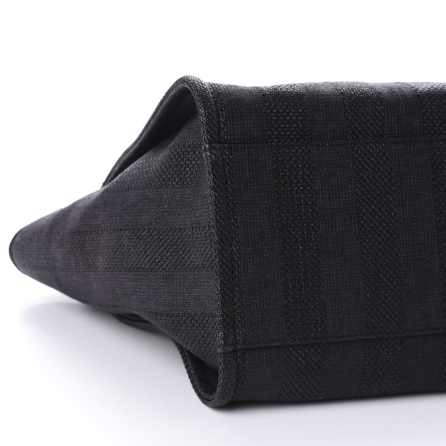 Mixed Fibers Calfskin Striped Medium Deauville Tote Black