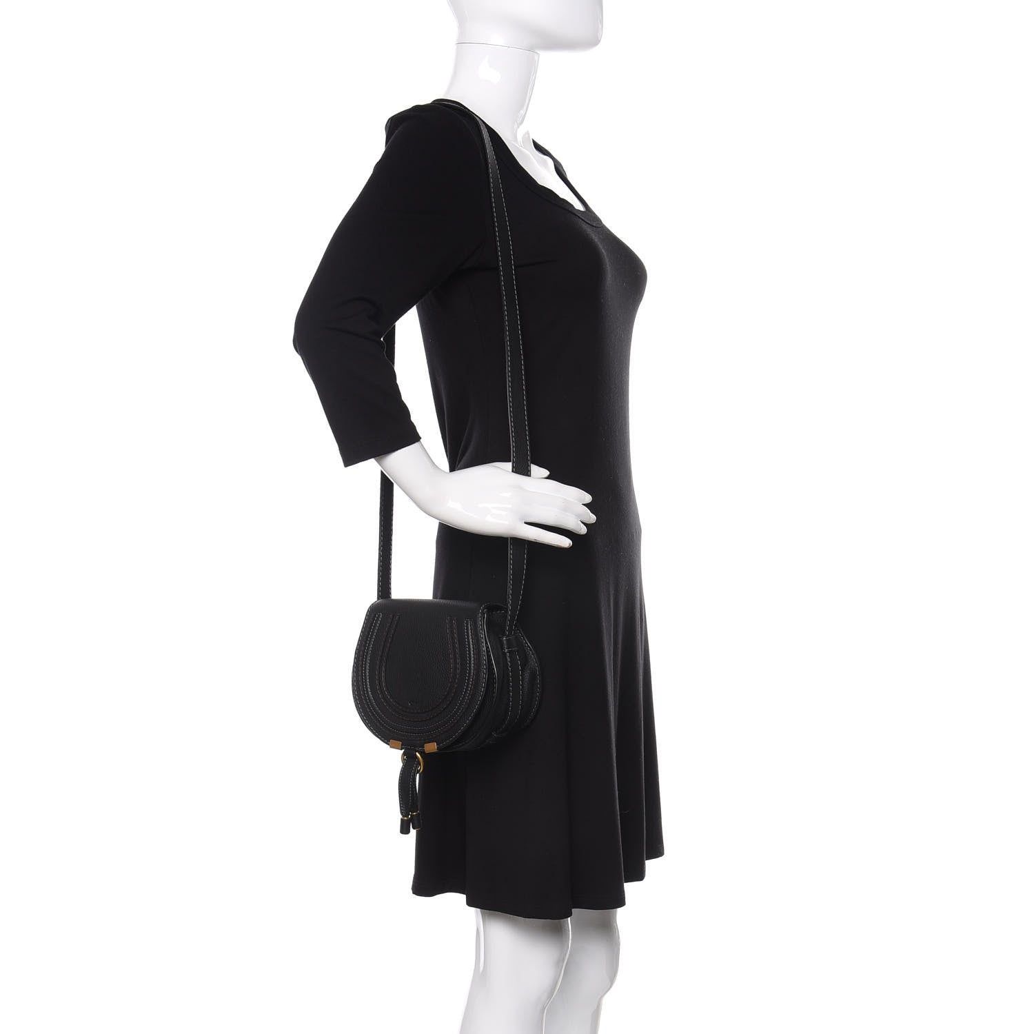 Chloe Calfskin Mini Marcie Round Crossbody Bag Black 2 of 8