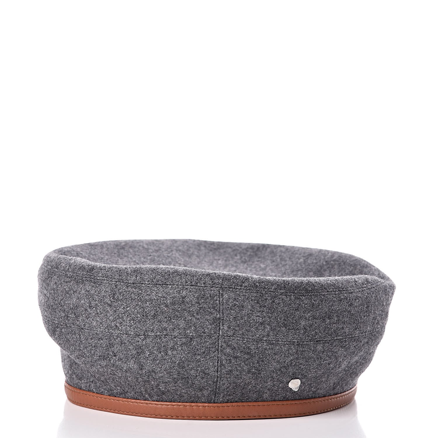 Hermes Cashmere Lambskin Femme Saint Honore Beret 56 Gris Flanelle Cognac 3 of 7