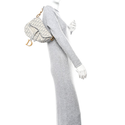 Christian Dior Oblique Embroidered Saddle Bag Gray 2 of 13