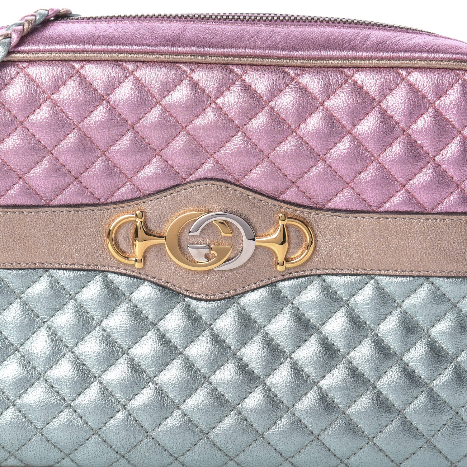 Gucci Laminated Nappa Trapuntata Small Zumi Shoulder Bag Rosa Lago Rame 12 of 12