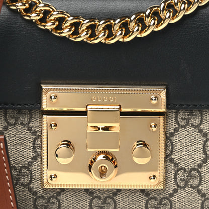 Gucci GG Supreme Monogram Calfskin Small Padlock Shoulder Bag Beige Black Cuir 8 of 10