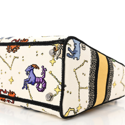 Christian Dior Canvas Pixel Zodiac Embroidered Medium Lady D-Lite Ecru Multicolor 9 of 10