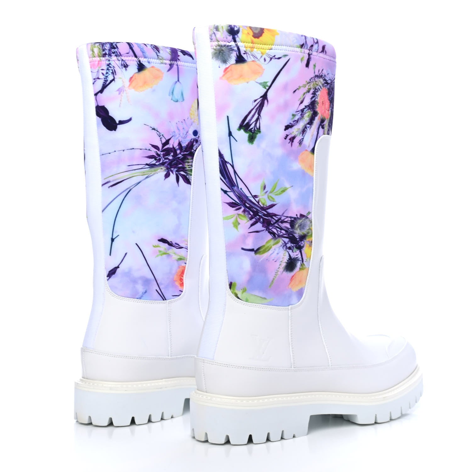 Louis Vuitton Neoprene Calfskin Floral Print Mens Landscape Boots 8.5 White Multicolor 3 of 5