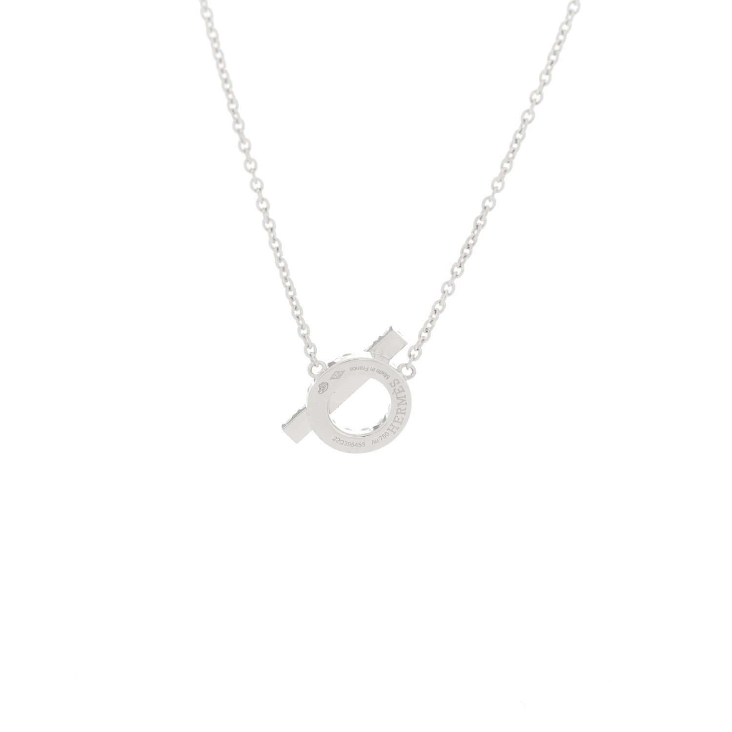 Hermes 18K White Gold Diamond Finesse Pendant Necklace 5 of 6