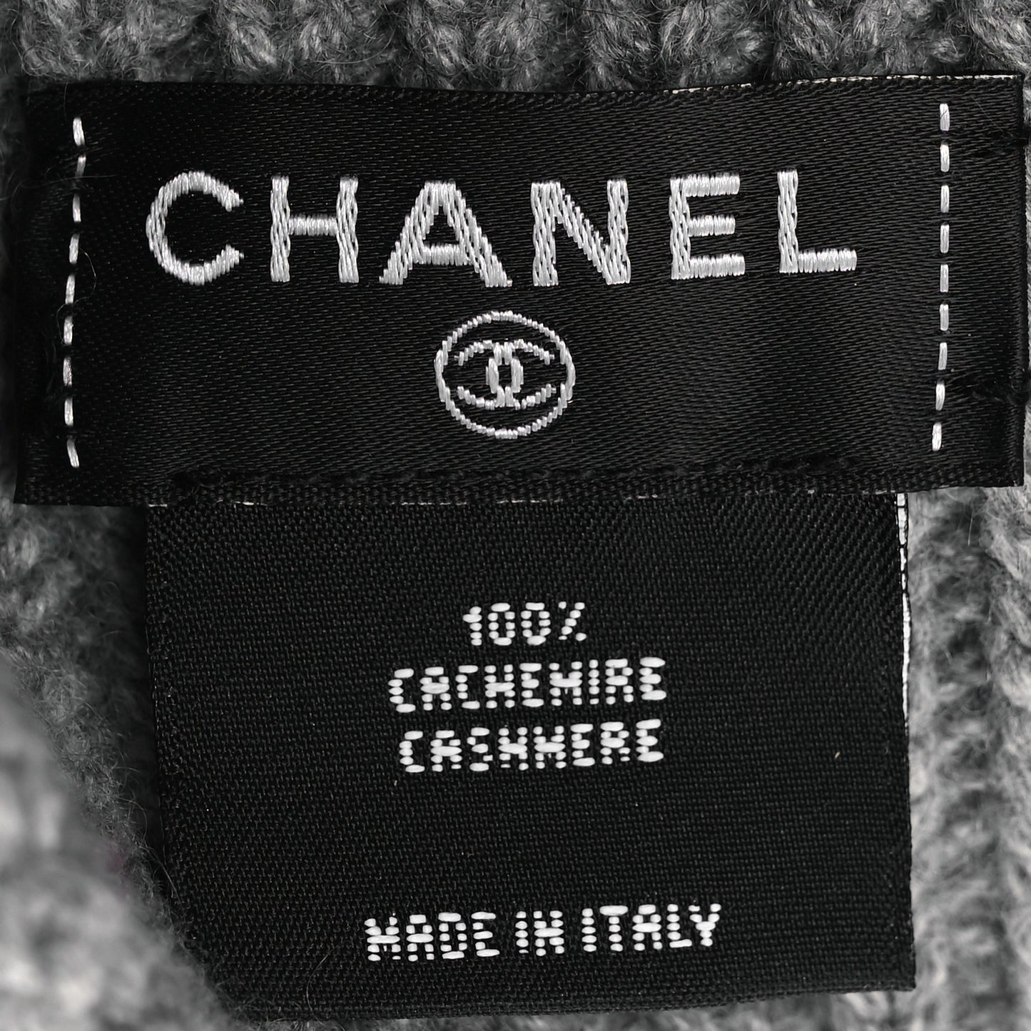 Cashmere Logo Beanie Hat Gray White