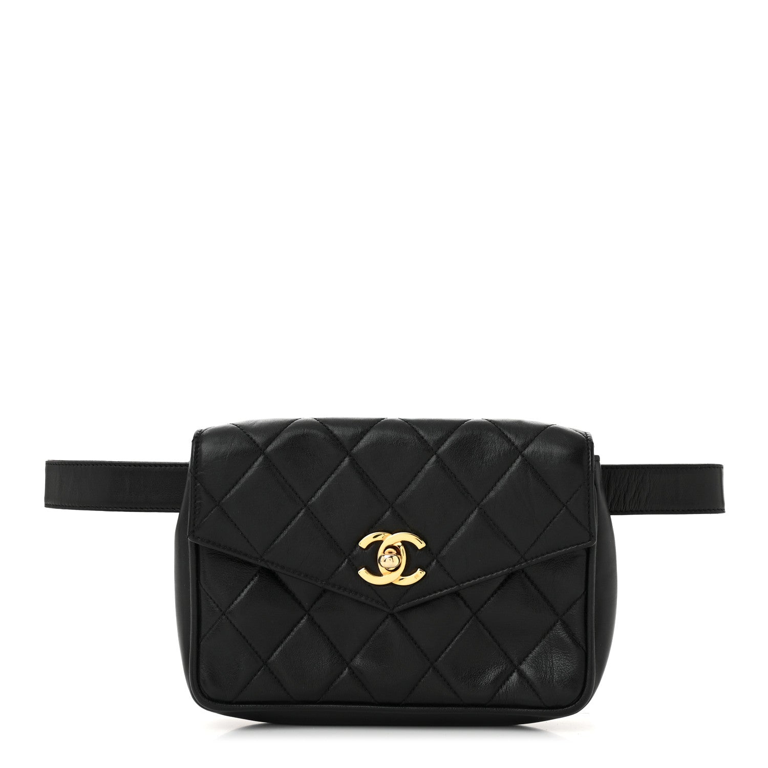 Chanel Lambskin Quilted Flap Waist Belt Bag 85 34 Black 1 of 11