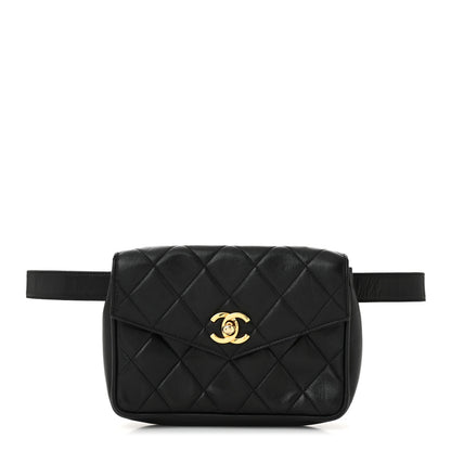 Chanel Lambskin Quilted Flap Waist Belt Bag 85 34 Black 1 of 11