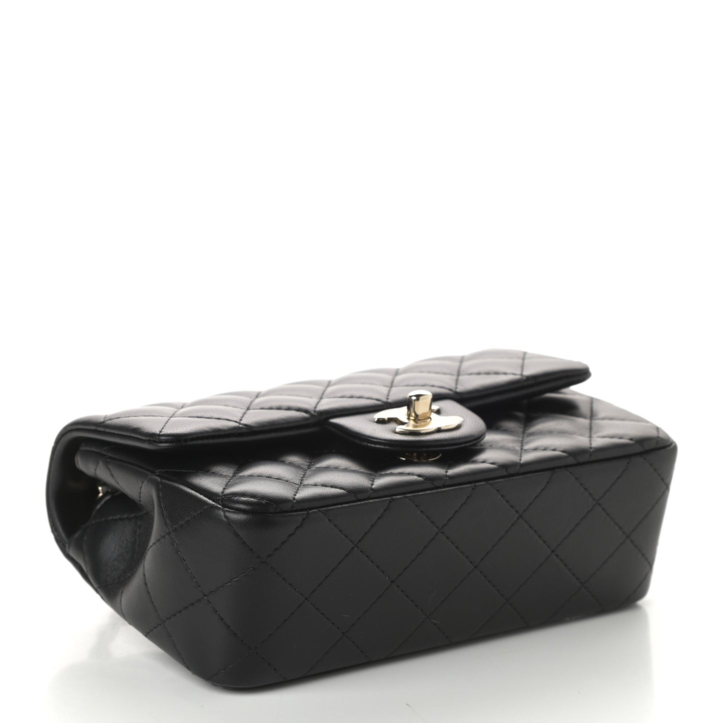 Lambskin Quilted Mini Rectangular Flap Black