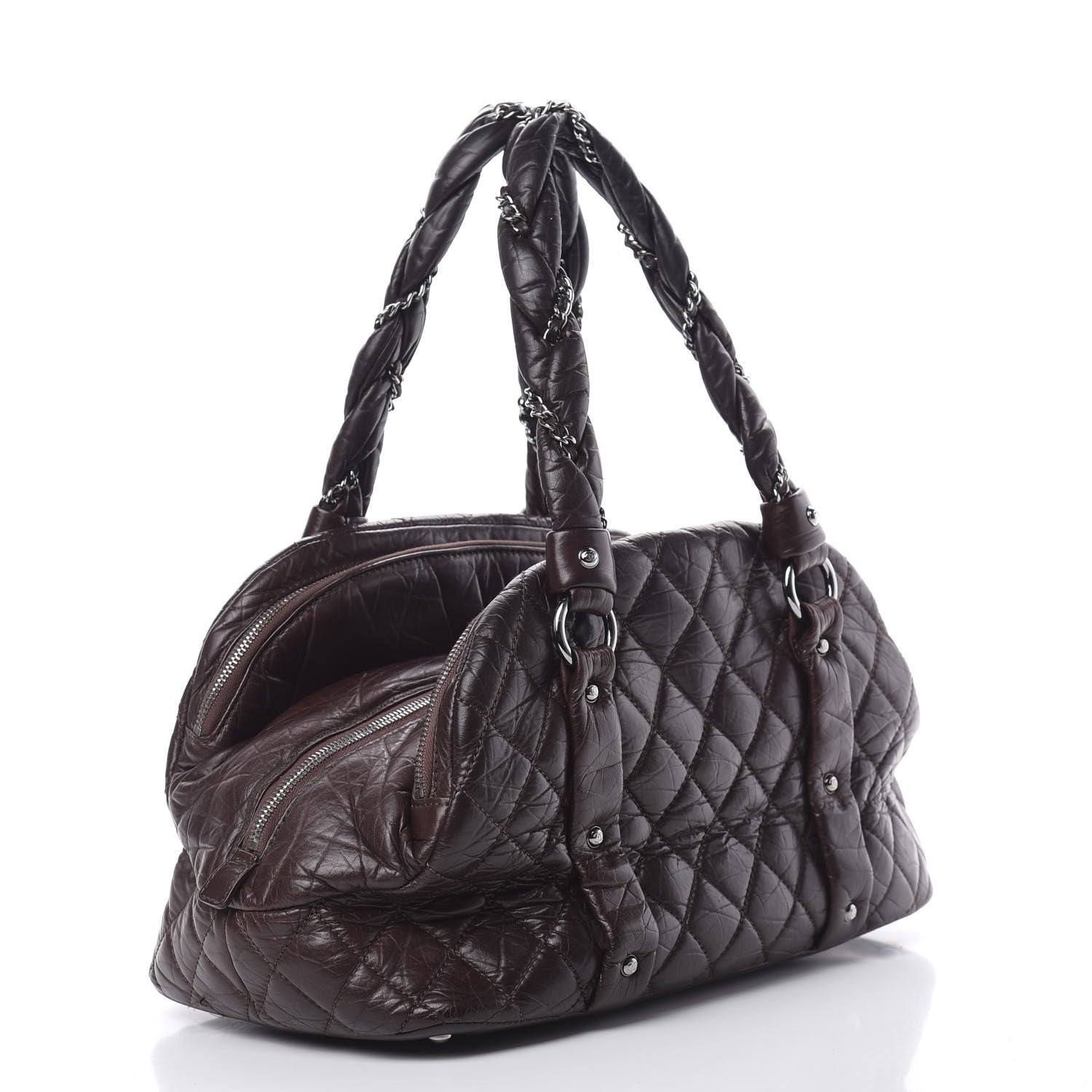 Chanel Distressed Lambskin Vintage Ligne Lady Braid Tote Brown 3 of 18