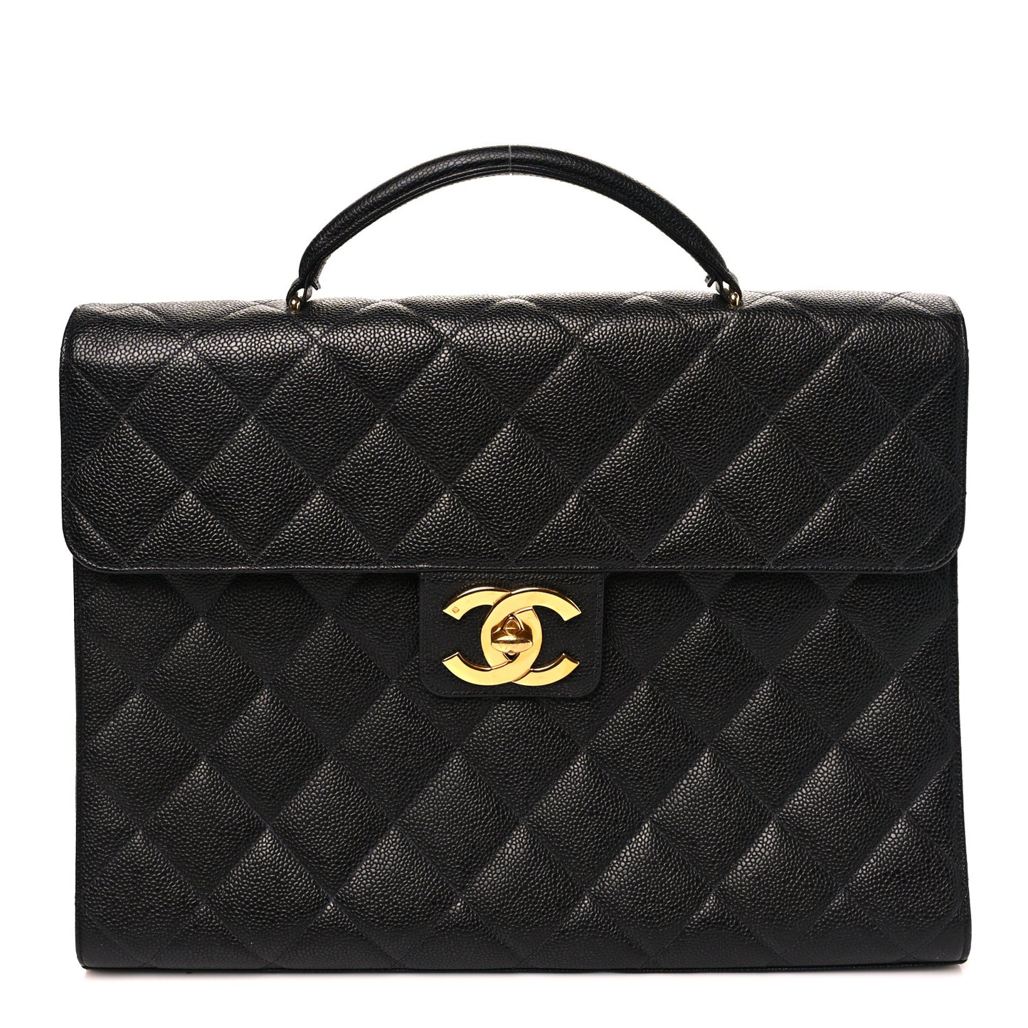 Caviar Quilted Briefcase Laptop Bag Black
