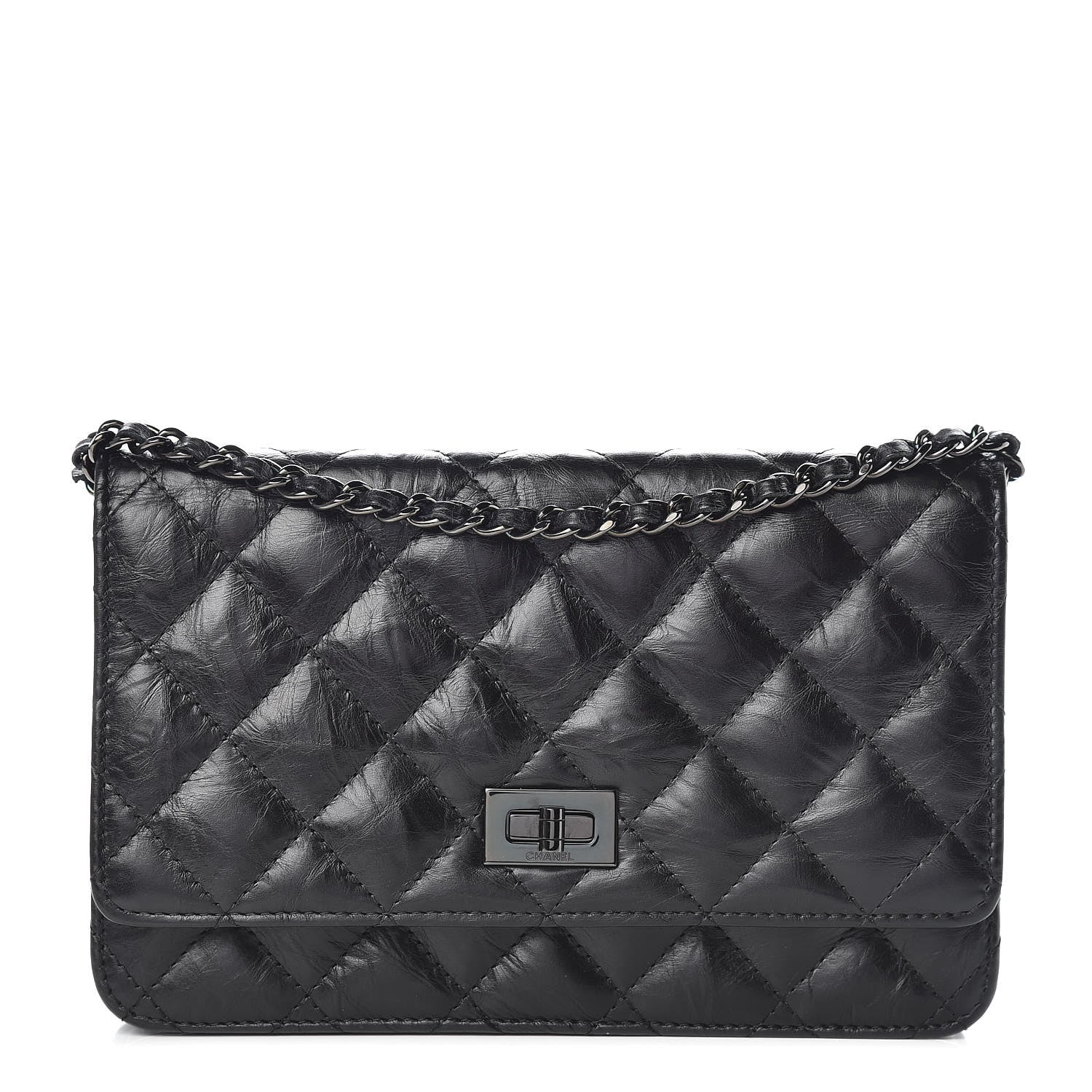Chanel Aged Calfskin Quilted Reissue Wallet On Chain WOC So Black 1 of 11